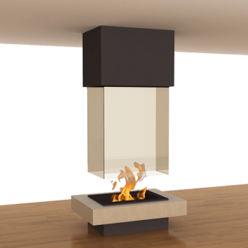 CAM ORTA RENDER Hanging wood fireplace GLASS CENTRAL - Image 1