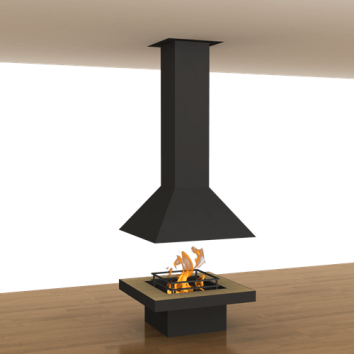 KARE ACIK RENDER Hanging wood fireplace SQUARE - Image 1