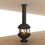 Hanging wood fireplace PANORAMIC