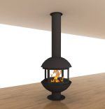 Hanging wood fireplace PANORAMIC