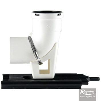 12409_6 Flue elbow for condensing boilers with bracket 100mm; PP - Image 1