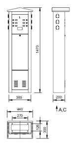 Stupovi od nehrđajućeg čelika za naplatu priključka električne energije i/ili vode MSE2 P - Slika 2