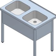 Inox radni stol s dva umivaonika SD 03
