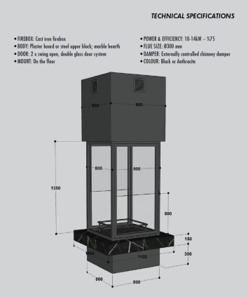Viseći kamin na drva GLASS COVER - Slika 2