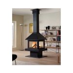 Hanging wood fireplace SQUARE with glass - Image 4
