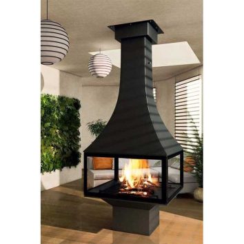 Hanging wood fireplace SQUARE with glass - Image 5