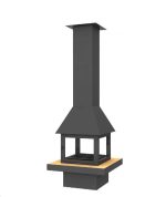 Hanging wood fireplace SQUARE with glass