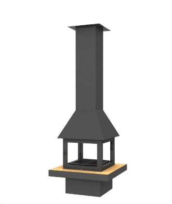 Hanging wood fireplace SQUARE with glass - Image 1