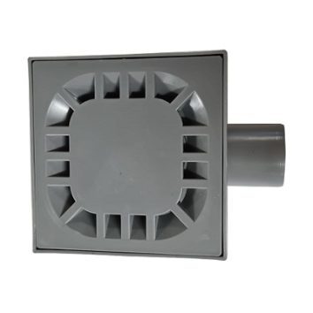 PP sifon horizontalni niski fi 50 s plastičnom rešetkom 150x150mm - Slika 1