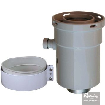 REG 60-100mm Boiler adapter - band - tap holes - condensate trap Boiler adapter with locking band, test points, and condensate trap - Image 1