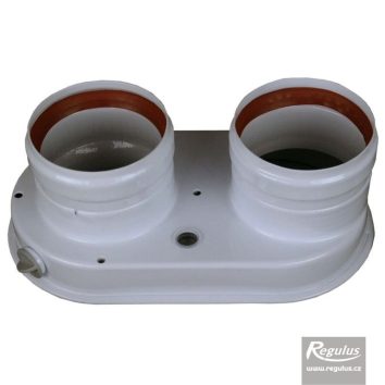 REG 80mm Twin flue adapter with test points Flue adapter with separate air intake, wide rotating flange and test points 80mm - Image 1