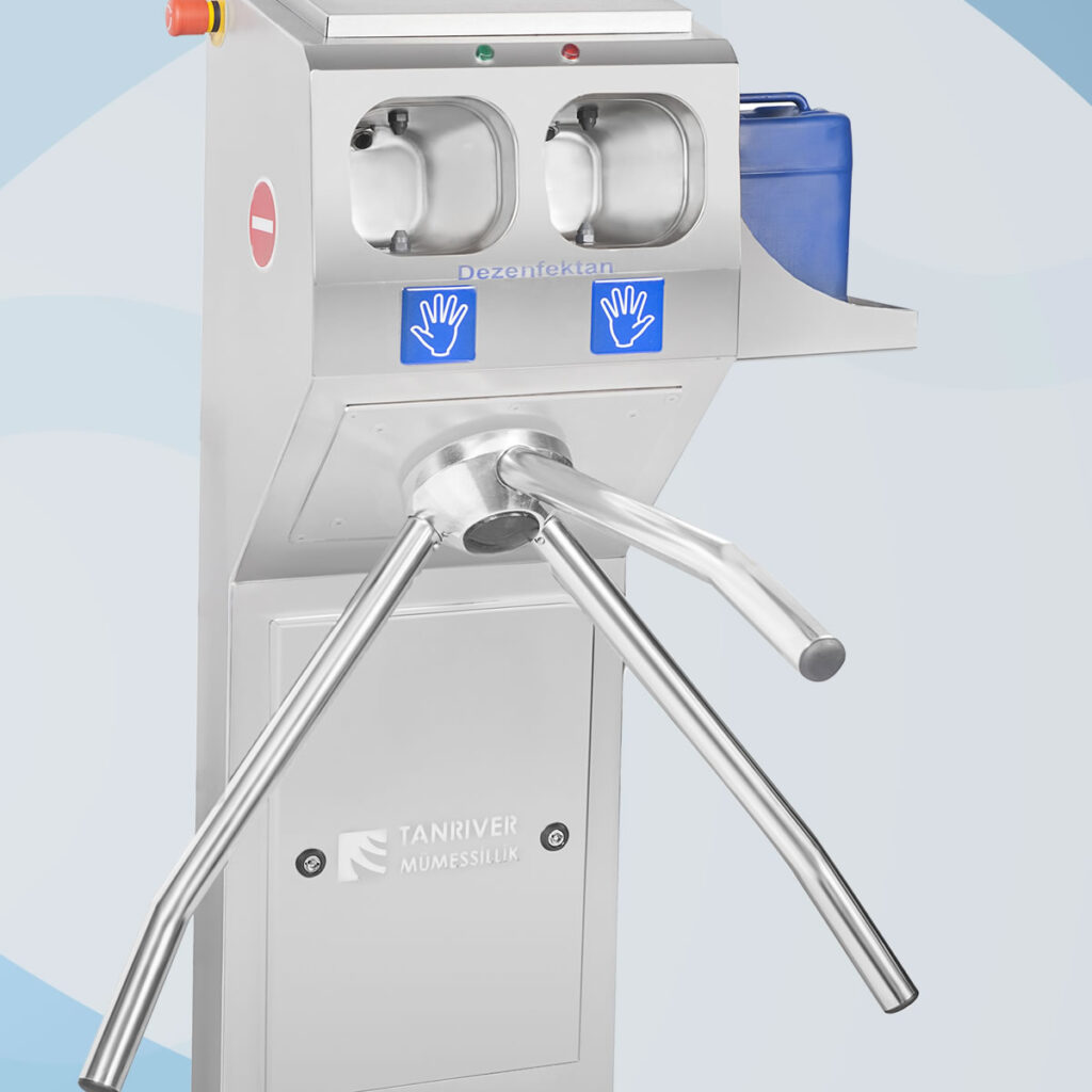 Freestanding through ramp with hand disinfection device SA-EY